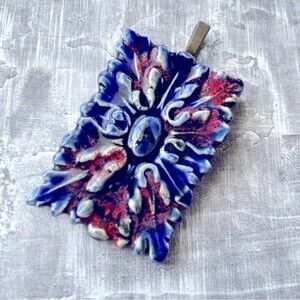 NWOT Ceramic Bohemian‎ Floral Pendant - Handmade one of a kind
